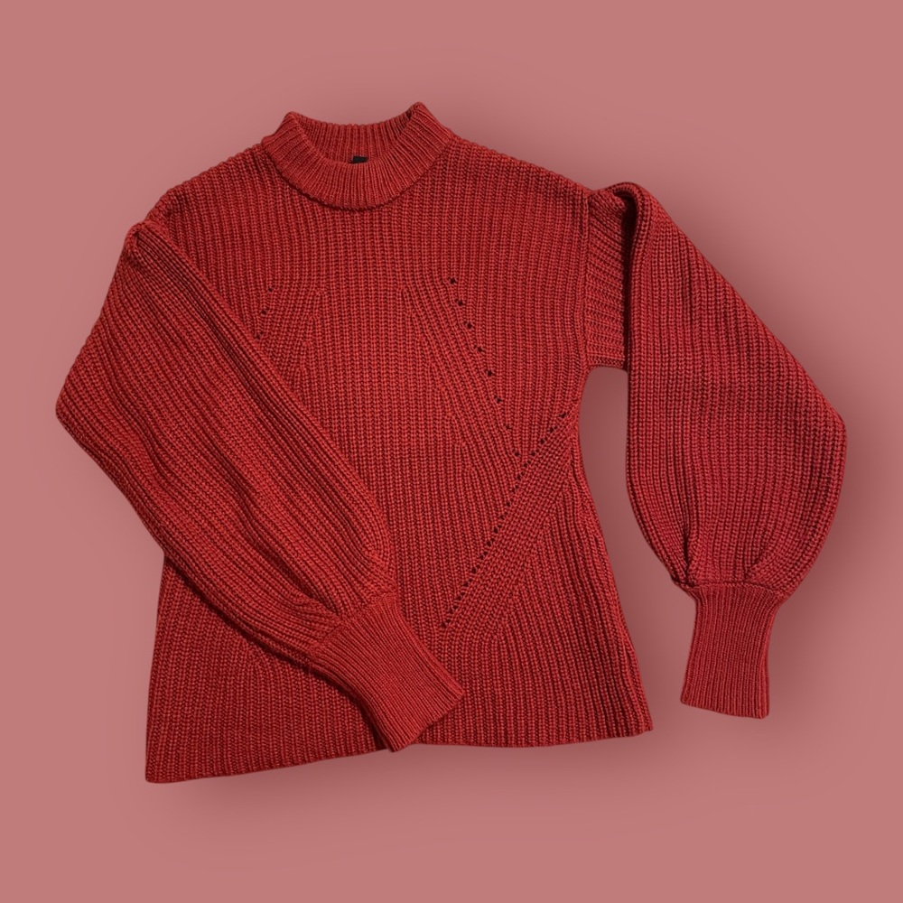 Red-orange Mock Neck Sweater